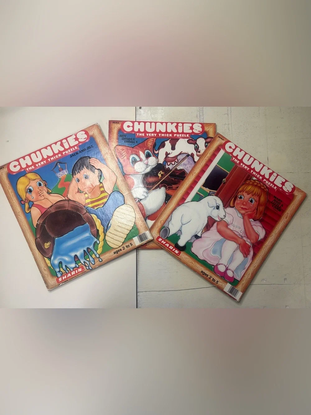 Sharin Vintage 1984 Chunkies the Very Thick Puzzle Bundle Of 3 Nursery Rhymes